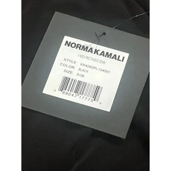 Norma Kamali V Neck Rectangle Gown in Black Small New Womens Long Dress - Picture 8 of 16